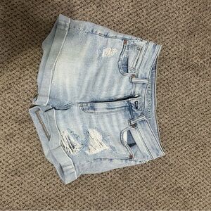 American Eagle Outfitters Women's Distressed Light Blue Jean Shorts